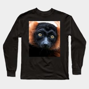 Red Ruffed Lemur Portrait Long Sleeve T-Shirt